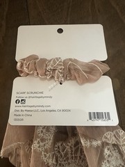 Heritage tan nude/cream embroidered bow hair scrunchie new boho hair tie