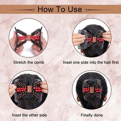 6 Pieces Magic Hair Comb Elastic Beaded Hair Clips Women Bride Double Slides Set