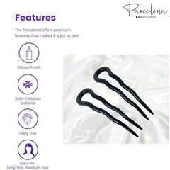 Parcelona French Mystic Large 3″ Celluloid Chignon U Shaped Hair Pins(Set of 2)