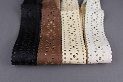 Khaki cut out faux leather stamped pattern stretch headband hair band accessory