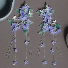 Hanfu Wisteria Tassel Liuli Double Hair Clip Chinese Style Hair Accessory