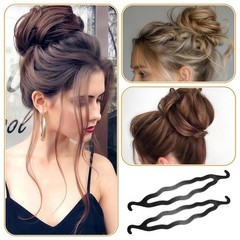 6 Count Bun Maker Hair Holders – Plastic Black 21.5 x 3.8cm/ 8.5inch x 1.5inc