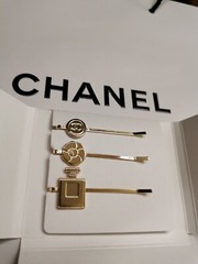 New Authentic CHANEL Hair Pins 3Pcs Set Beauty Gift Coco Logo Hair Bobby Pins
