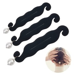 3 PACK Pearl Hair Bun Makers – Lazy Curler Clips, Magic Foam Sponge Donuts fo…
