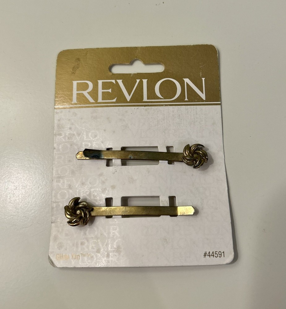 Y2K Goody Hair Clip Vintage 1999 Bobby Pin Pair: Gold Tone Flower-Read Revlon