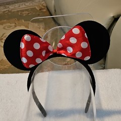 Black Mouse Ears Headband Minnie Mouse Red/White Polka Dot Bow Fabric