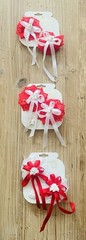Set Of 3 Red & White Unicorn/flower Hair Barrettes & 2 Sets With With Earrings