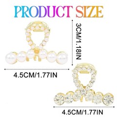CASDRE Metal Pearl Hair Clips Rhinestone 1 Count (Pack of 1), & Crystal