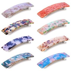 8 Pieces Tortoise Shell Hair Barrettes Automatic Cellulose Acetate Hair Clip …