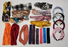 Lot of 21 Different Headbands Soft Elastic and Hard different Patterns Colors