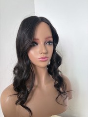 5″x6″Invisible edge Silk Top Permed Wavy 100% Remy Human Hair Topper 12″~18″