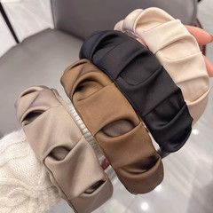 Elegant Ruffle Silky Satin Wide Bim Pleated Headbands for Women (4 pcs)