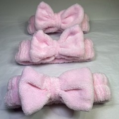 Set Of 3 SPA Headbands Pink Soft Makeup Headband Fleece Bow Face Wash for Women