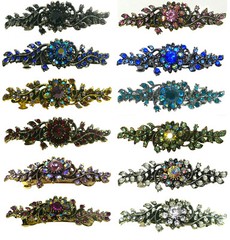 Dz Pk Mid Size Metal Crystal Sparkly Barrettes 1 Ea of 12 Colors 5A86600-1-D
