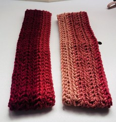 Crocheted Red Pink Headbands Set of 2 Women Bohemian Eco-Friendly Hair