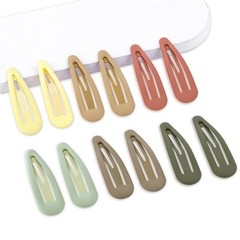 Medium Snap Hair Clips Metal No Slip Hair Barrettes 12PCS-Light Multiple Colors