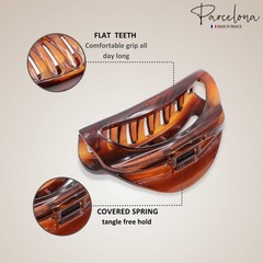 Parcelona French Crescent Cutout Shell Brown and Glossy Black Small 2 3/4″ Cellu