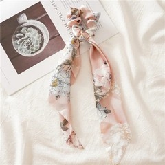 Fashion Leopard Print Bow Satin Long Ribbon Ponytail Scarf Hair Tie Scrunchies