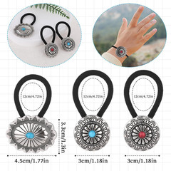 6 Pcs Western Ponytail Holders, Boho Metal Hair Clips, Circular Flower Hair Ties