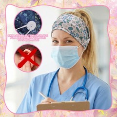 12Pack Nurse Headbands with Buttons NonSlip Floral Ear Protection