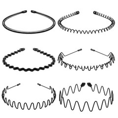 6Pcs Metal Hair Headband Wave Style Hoop Band Comb Sports Hairband for Men Women
