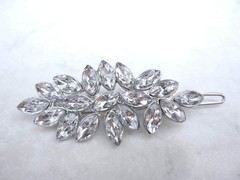 Small crystal leaves hair pin barrette bridal clip for fine thin hair