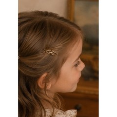 Vintage Gold Tone Teddy Bear on Picket Fence Hair Barrettes Set of 2 Novelty