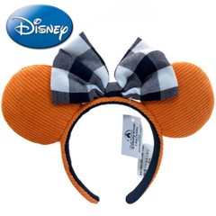 Black White Check Orange Corduroy Disney-Parks 2025 Ears Headband Mickey Mouse