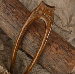1pc Wooden Cat Hair Stick 14cm/5.5in U Shape Hanfu Hairpin Retro Headpiece – NEW