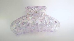 Transparent clear colored iridescent diamond cut design double grip acrylic