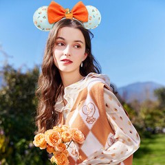 Ocean Beach Travel Mickey Ears Orange Bow Strap Sailing Christmas Theme Headband