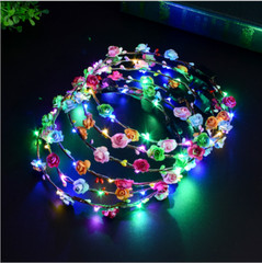 LED Flashing Flower Headband Garland Headdress Women Girls Hair Accessories