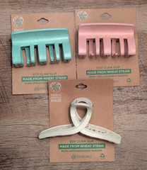 Eco Friendly Wheat Straw Hair Claw Clips Set of 3