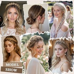 Black Braided Headbands Hair Piece for Women Synthetic 1B – Natural Black