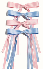 Hair Clips with Tassels and Bowknots – 4Pcs Long Barrettes with Ribbon Bows for
