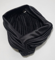 Pleated Turban Soft Stretch 100% Polyester One Size Fits All Black New