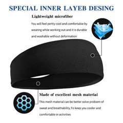 3Pack Sports Headband Workout Sweatbands for Fitness Running Riding Soccer Yoga