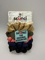 Scunci The Original Hair Scrunchie, Assorted Print/Solid Colors, 6-Pieces NEW
