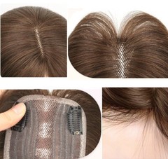 3.5″x5.5″Center Part Cap 100% Human Hair Topper for Women Cover Head Clip in 10″