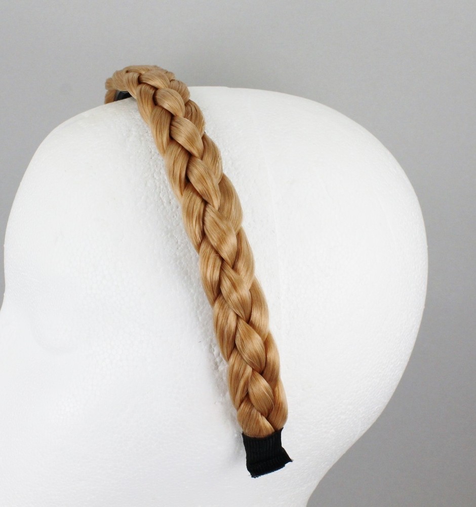 Dk Blonde Strawberry Reddish braid faux hair headband braided plaits 3/4″ wide