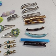 Vintage 80s 90s Huge Hair Barrettes Ties & Clips Mixed Lot Plastic & Metal Girls