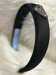 Prada Milano Black Satin Wide Padded Designer Hair Headband