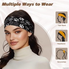 Dog Paw Print Nurse Headbands with Buttons for Mask, Cute Headband for Women …
