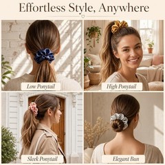 Silk Scrunchies Satin Hair Ties Small Scrunchy for Women Thick Hair Accessories