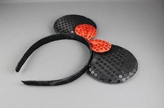 Black sequin minnie mouse ears headband ear hair band costume mickey sparkly