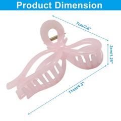 ISDVBUY 2 Pack Jelly Bow Hair Clips – Large 1 Count (Pack of 2), Pink+Beige
