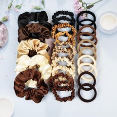 30 PCS Hair Ties Scrunchies Set For Women Big Satin Elastic Bands Ponytail Kit