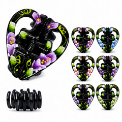 6 PCS Women Heart Hair Claw Flower Hand Printed Jaw Clip Clamp Comb Lots 2.25″