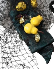 DOLCE & GABBANA Diadem Black Lemons Sicily Purple Crystal Net Headband 2200usd
