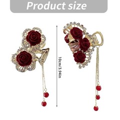 Delicate Red Rose Hair Accessory Comfortable Flocking Barrette For Any Outfit